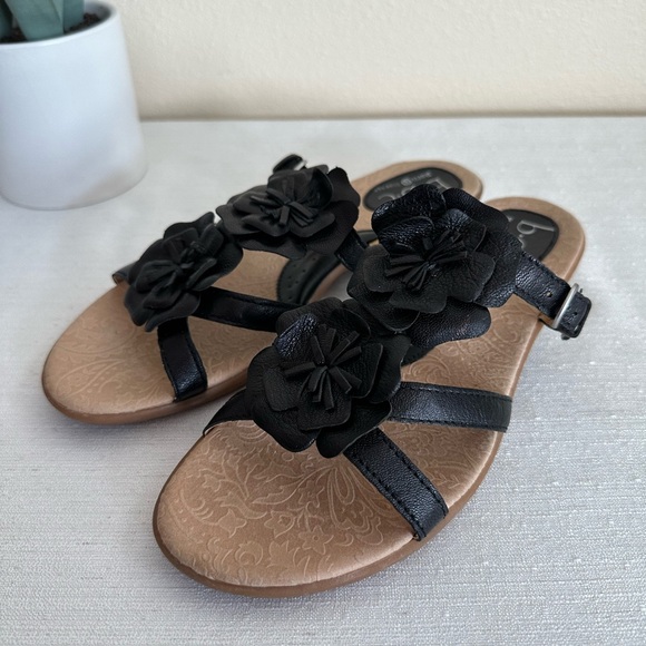 boc black flower sandals